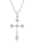 CZ Cross Charm Necklace in Sterling Silver
