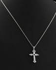 CZ Cross Charm Necklace, 0762 in Sterling Silver