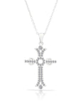 CZ Cross Charm Necklace, 0762 in Sterling Silver