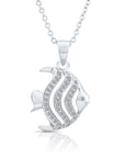 CZ Angelfish Charm Necklace in Sterling Silver