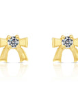 10K Yellow Gold Dainty Bow Stud Earrings