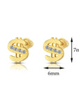 10k Yellow Gold Dollar Sign Stud Earrings, Unisex