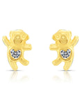 10k Yellow Gold Dancing Bear Stud Earrings