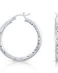 Satin Finish Hoop Earrings in Sterling Silver