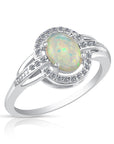 CZ Oval Opal Ring in Sterling Silver