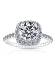 CZ Solitaire Halo Engagement Ring in Sterling Silver