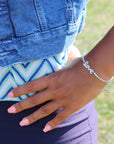 CZ Script LOVE Bracelet, Adjustable in Sterling Silver