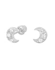 14k Gold Moon Crescent Stud Earrings