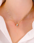 14k Gold Classic Solitaire Necklace, With Adjustable 14K Gold Cable Chain 16"-18"