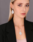 CZ Royal Teardrop Charm Necklace, Bridal Style in Sterling Silver