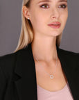CZ Halo Necklace in Sterling Silver