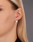 CZ Round Fire Opal Halo Stud Earrings in Sterling Silver