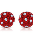 14k Yellow Gold Red Sparkle Ball Studs