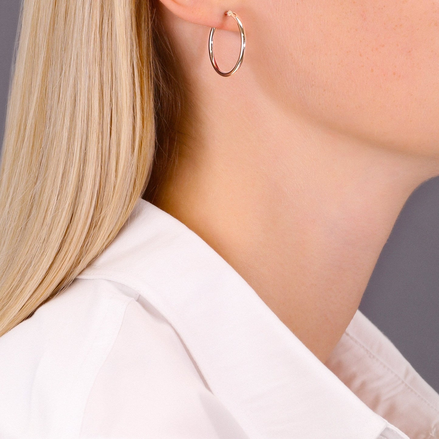 14k Rose Gold Classic Round Hoop Earrings