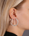 CZ Inside Outside Hoop Earrings,