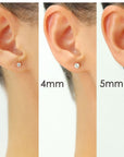 Bundle Set of 3! 14k White Gold Classic Solitaire Stud Earrings, Pushback (Unisex)