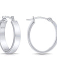 14k Gold Small Oval Flat Hoop Earrings