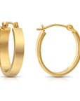 14k Gold Small Oval Flat Hoop Earrings