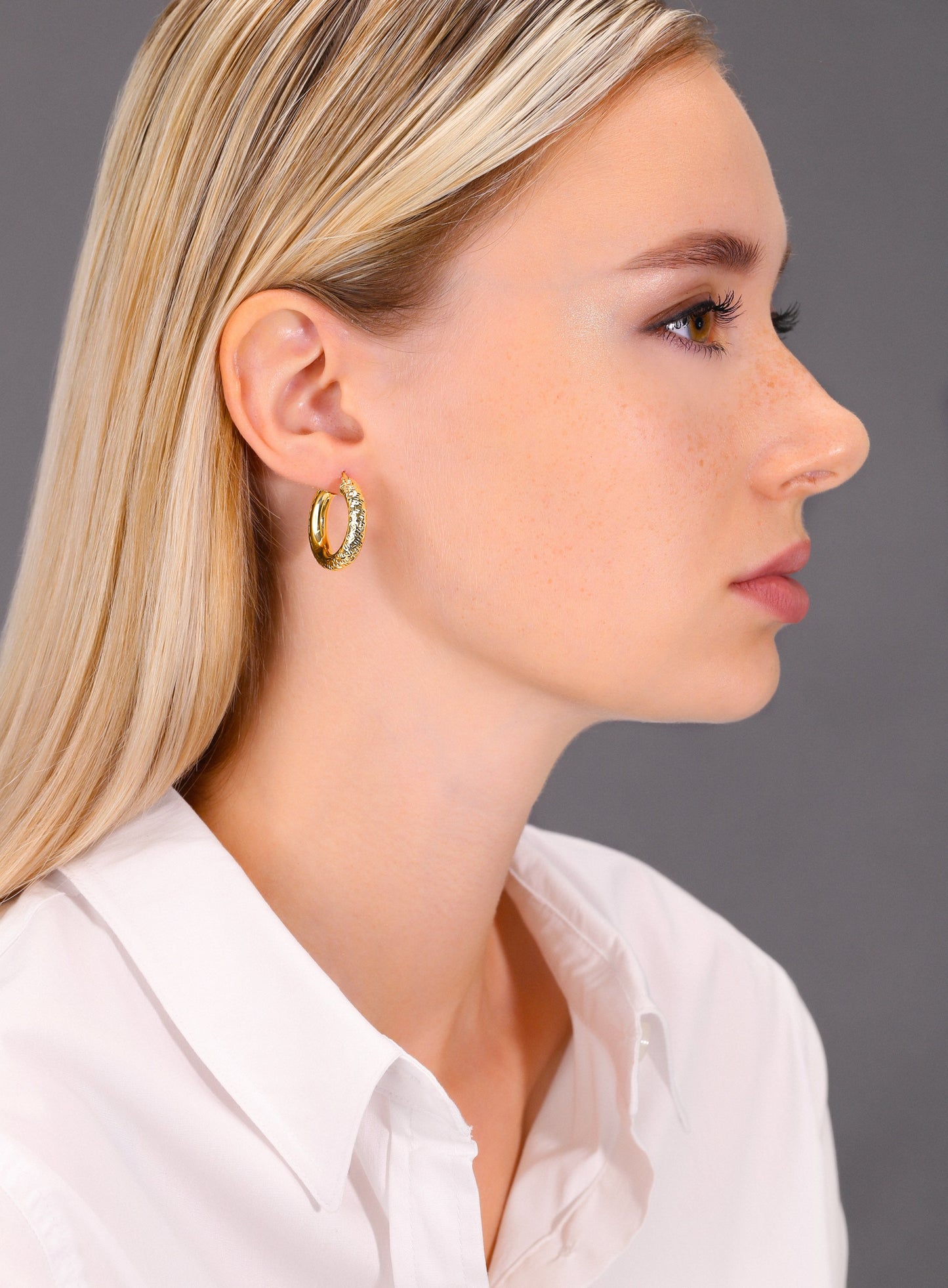 14k Yellow Gold Tornado Diamond Cut Hoop Earrings, 5mm