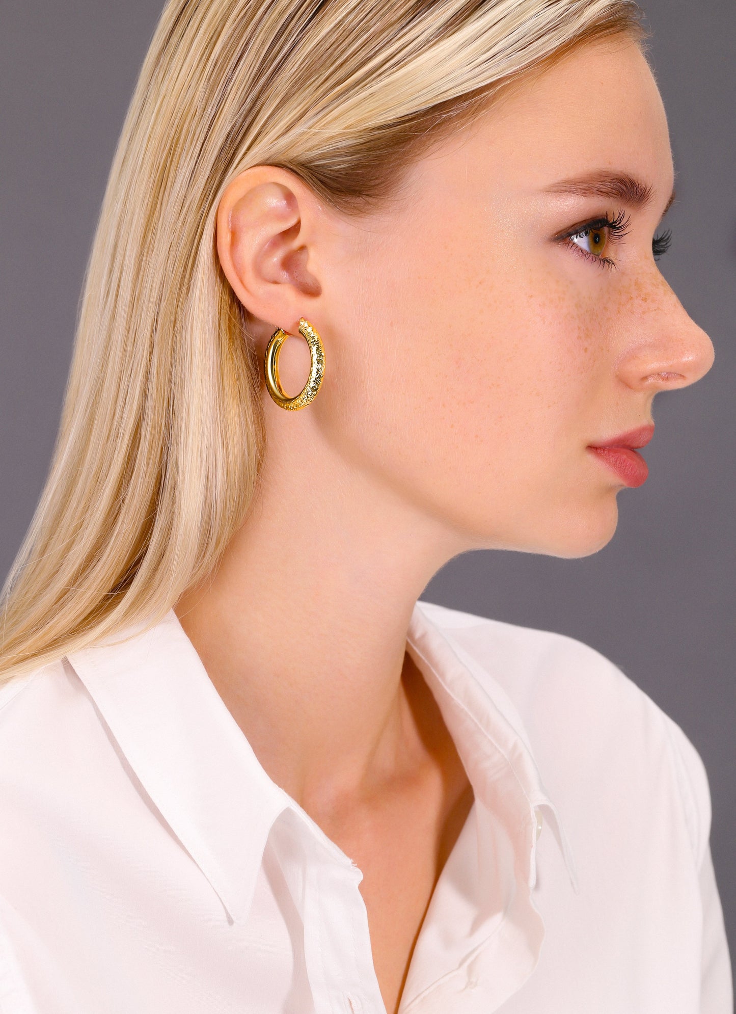 14k Yellow Gold Tornado Diamond Cut Hoop Earrings, 5mm