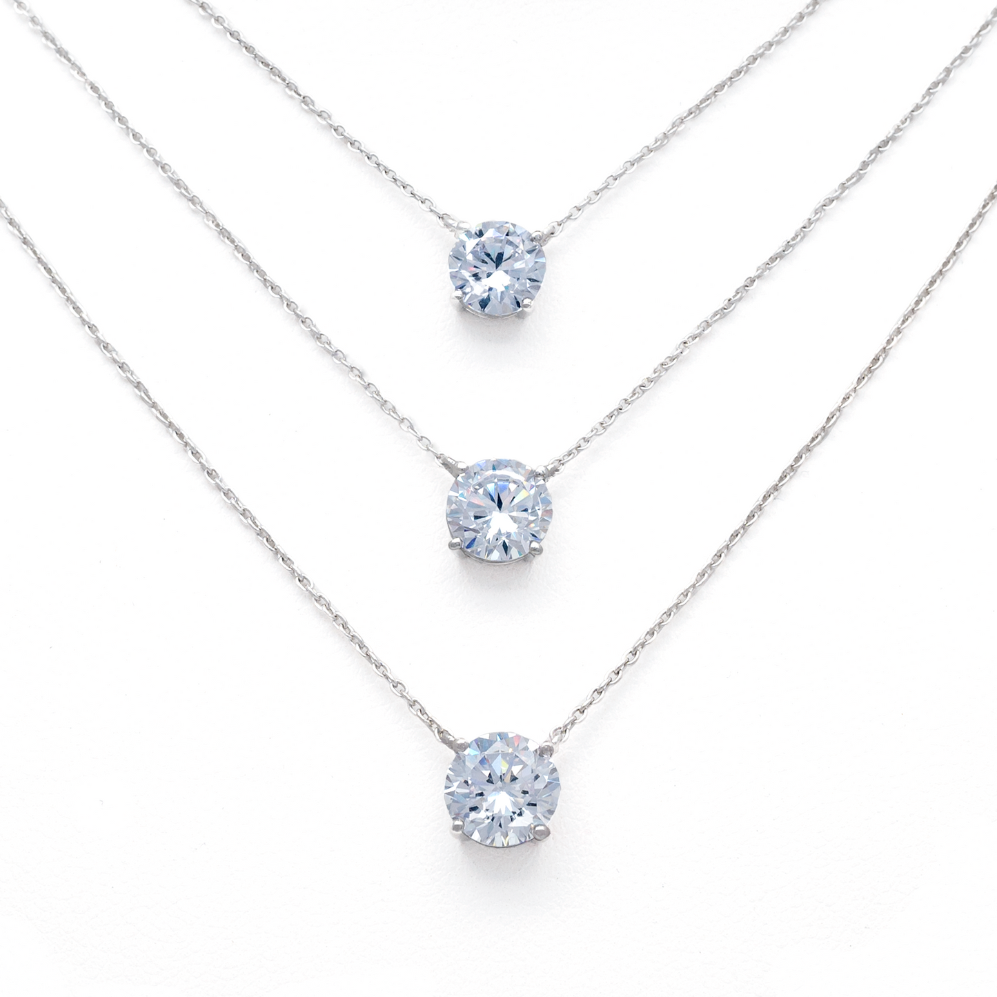 Sterling Silver Round Solitaire Necklace