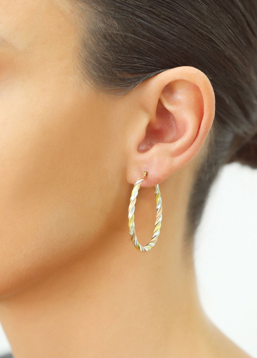 Tri color hoop earrings sale