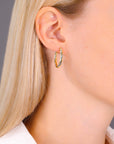 14k Gold Two-Tone Spiral Oval Hoop Earrings