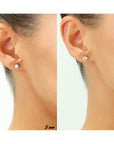 CZ 2 Pair set! 14k Gold Ball and Cubic Zirconia Stud Earrings (5mm)