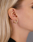 14K Yellow Gold Full Diamond-Cut Flat Hoop Earrings