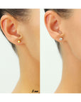 CZ 2 Pair set! 14k Gold Ball and Cubic Zirconia Stud Earrings (5mm)