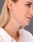 14K Gold Oval Diamond Cut Huggie Hoop Earrings