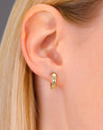 14K Gold Round Diamond-Cut Huggie Hoop Earrings