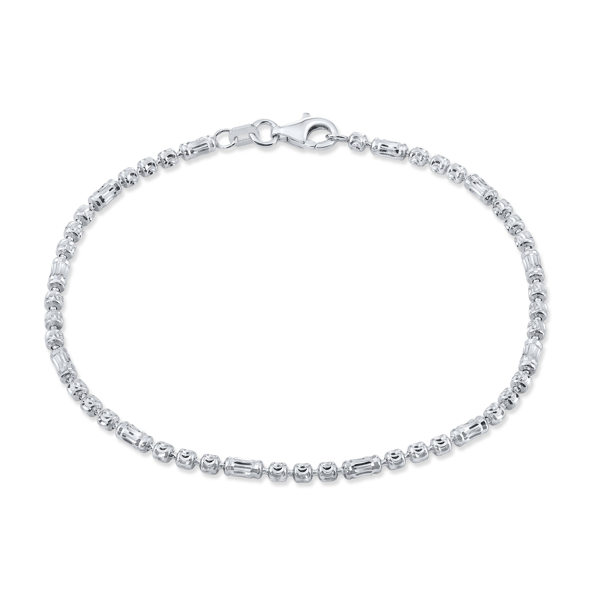 Sterling Silver Diamond-Cut Bead Bracelet