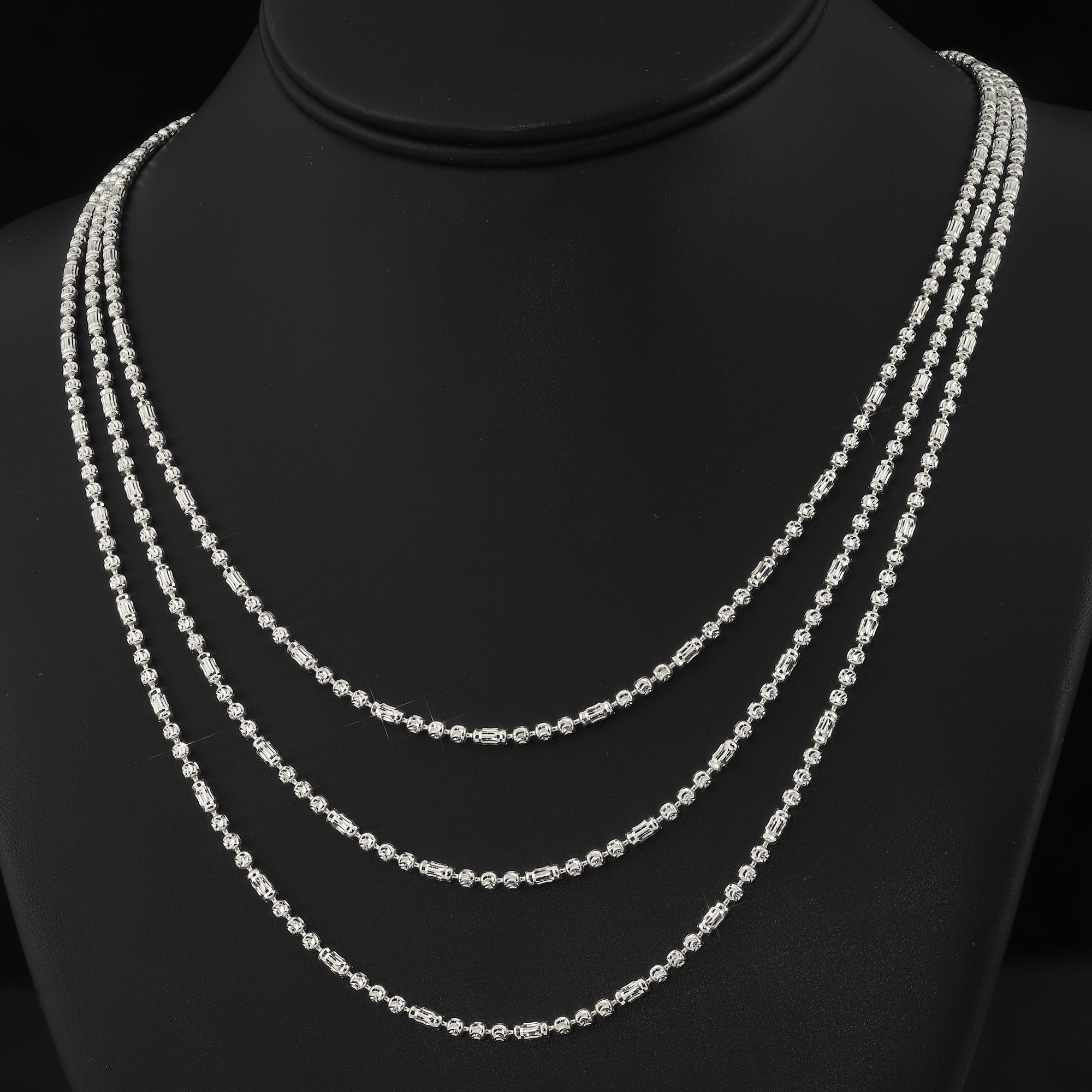 Sterling Silver Diamond-Cut Bead Necklace