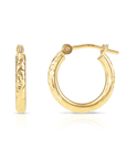 10K Yellow Gold Tornado Diamond-Cut Hoop Earrings