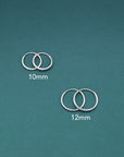 14k White Gold Endless Hoop Earrings, 1mm Thin