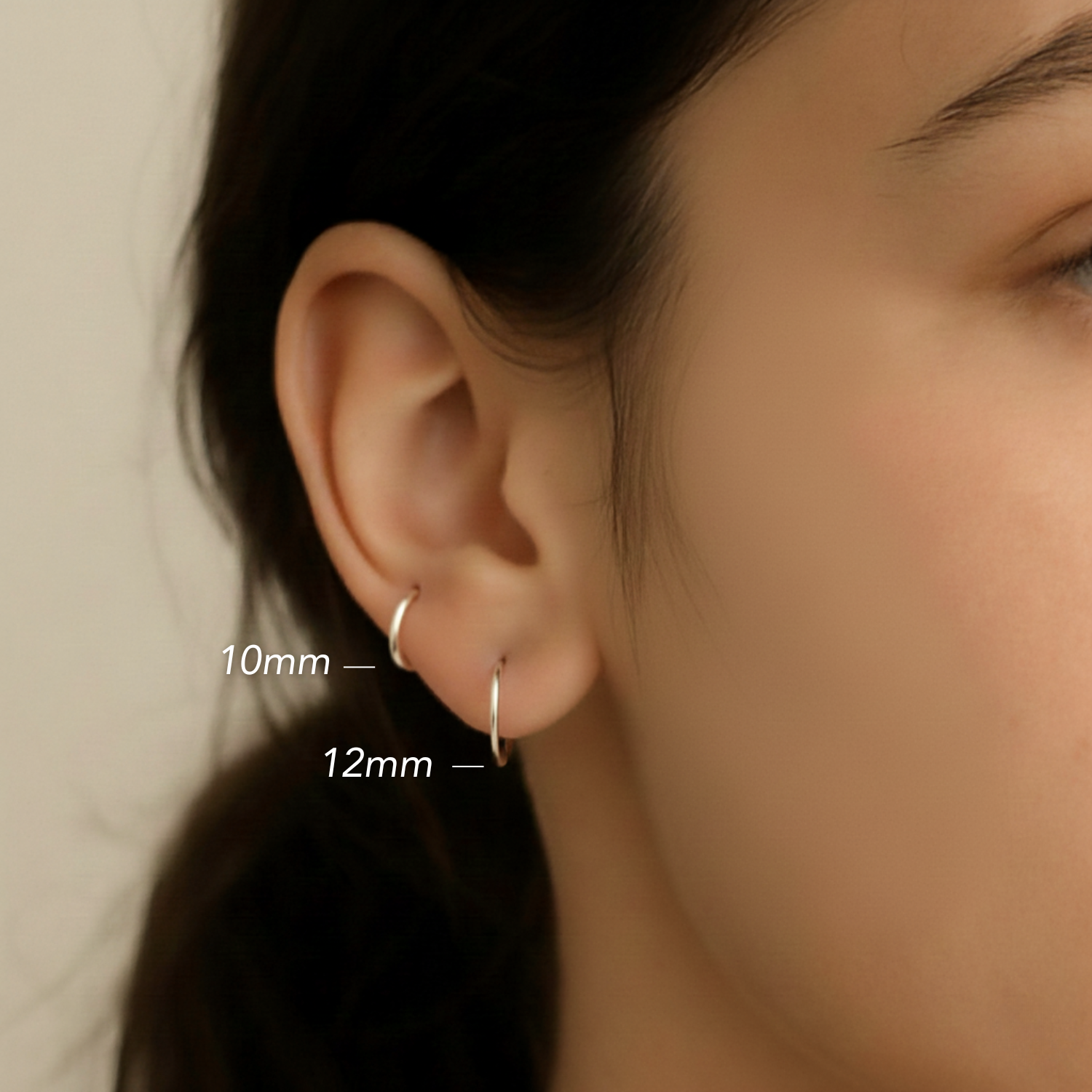 Sterling Silver Endless Hoop Earrings, 4 Pair Set, 10mm, 12mm, 14mm, 16mm