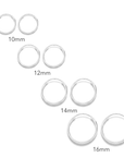 Sterling Silver Endless Hoop Earrings, 4 Pair Set, 10mm, 12mm, 14mm, 16mm