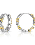 Sterling Silver Two-Tone CZ Huggie Earrings