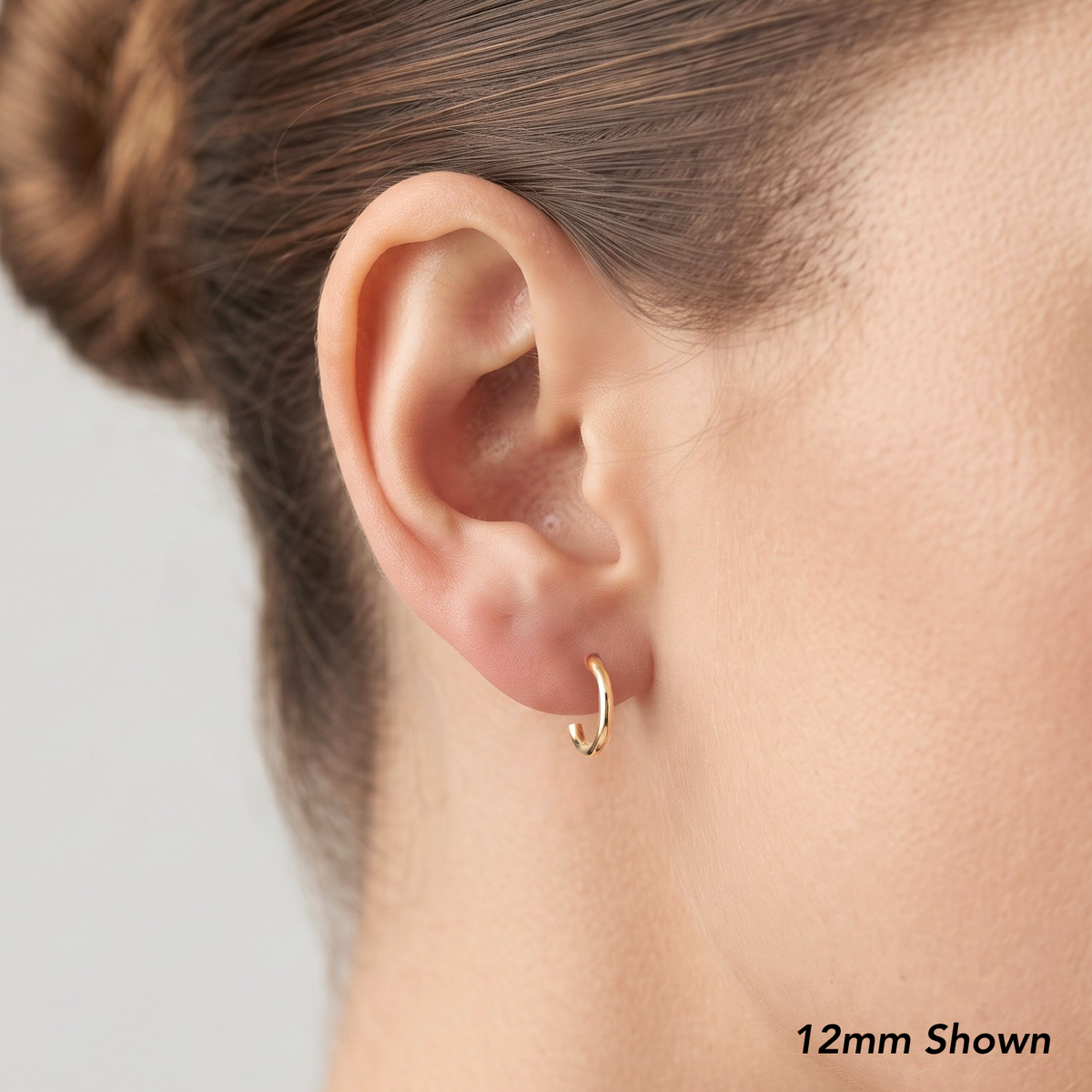 10K Yellow Gold Half Huggie Hoop Earrings, With Secure Pushbacks
