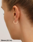 14K Rose Gold Hoop Earrings, Hand Engraved X-Pattern