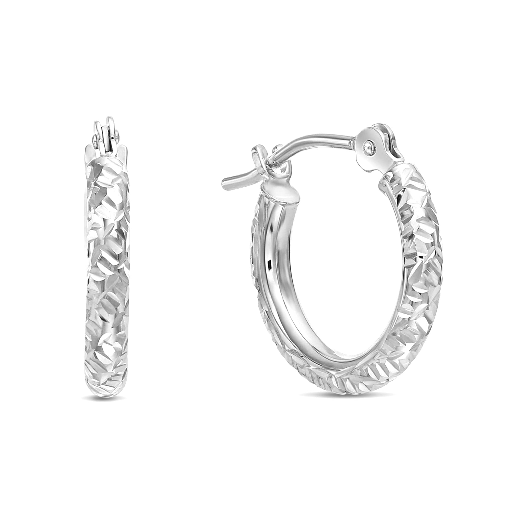 Yellow Gold Hand Engraved Hoops, 1 inch (Yellow/White/Rose) – Tilo