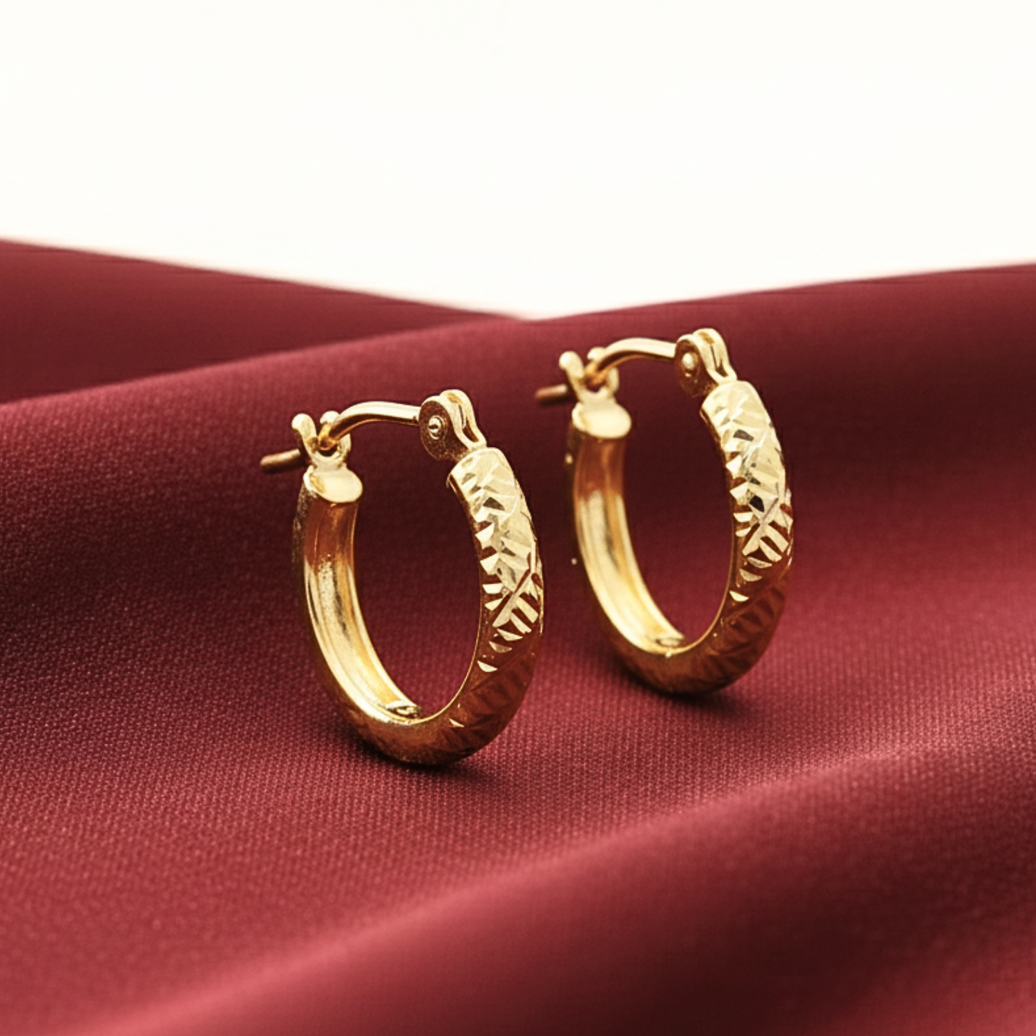 10K Yellow Gold Tornado Diamond-Cut Hoop Earrings