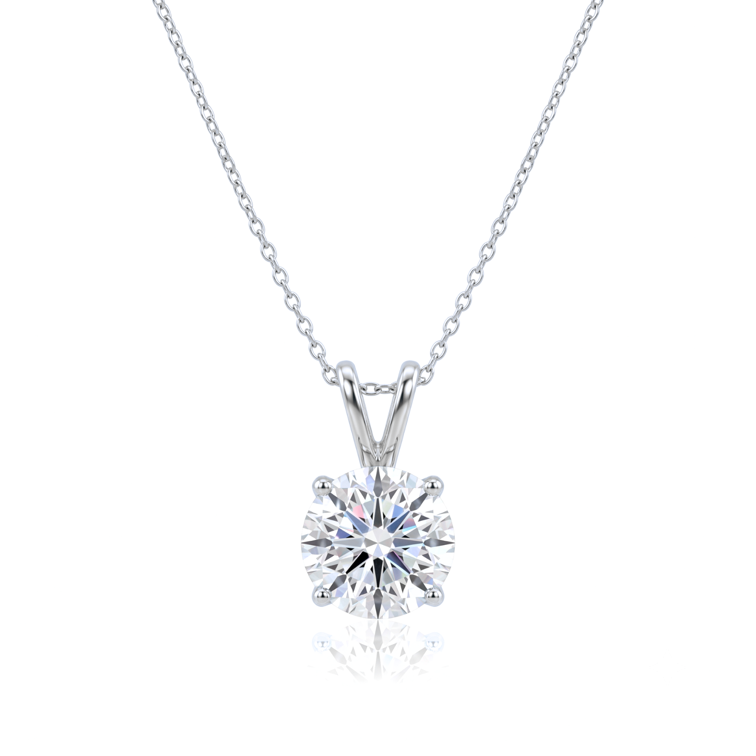 14K White Gold Lab Diamond Solitaire Pendant Necklace