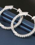 14K White Gold Natural Diamond Hoop Earrings, 1.02ctw