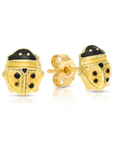 14K Gold Yellow Ladybug Studs, Pushback