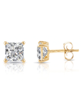 14K Yellow Gold Princess-Cut Lab Diamond Studs, Pushback