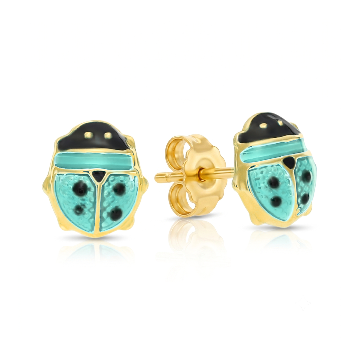 Turquoise Ladybug 14K Yellow Gold Turquoise Ladybug Studs, Pushback – Tilo Jewelry®
