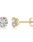 14k Yellow Gold Classic Solitaire Cubic Zirconia Stud Earrings, Pushback