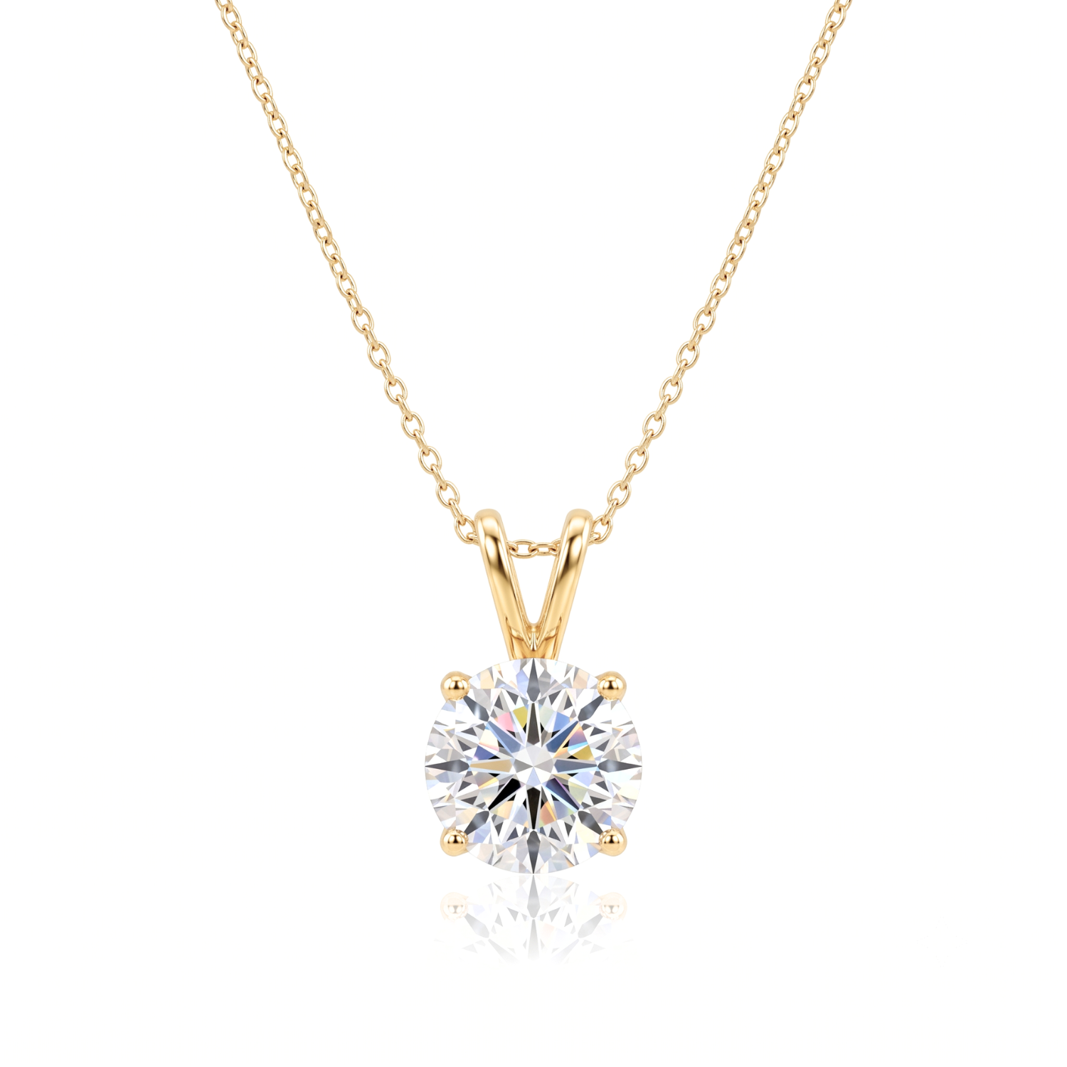 14K Yellow Gold Lab Diamond Solitaire Pendant Necklace